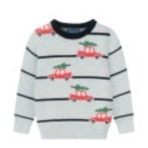 Andy & Evan - Christmas Tree Truck Striped Sweater